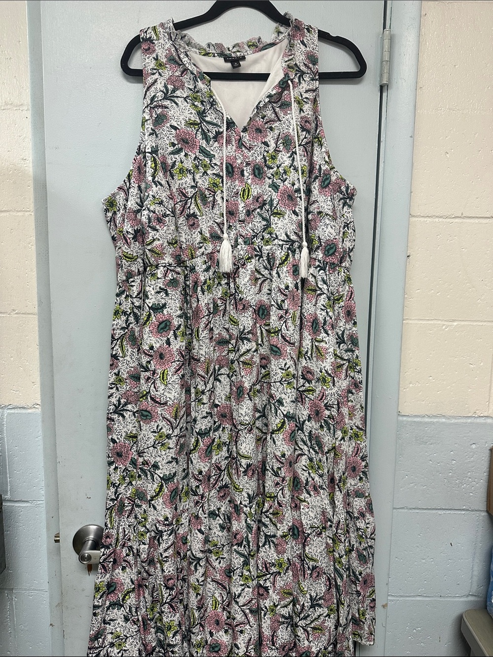 torrid Boho White Floral Print Dress with Pink and Green Accents - Picture 2 of 5